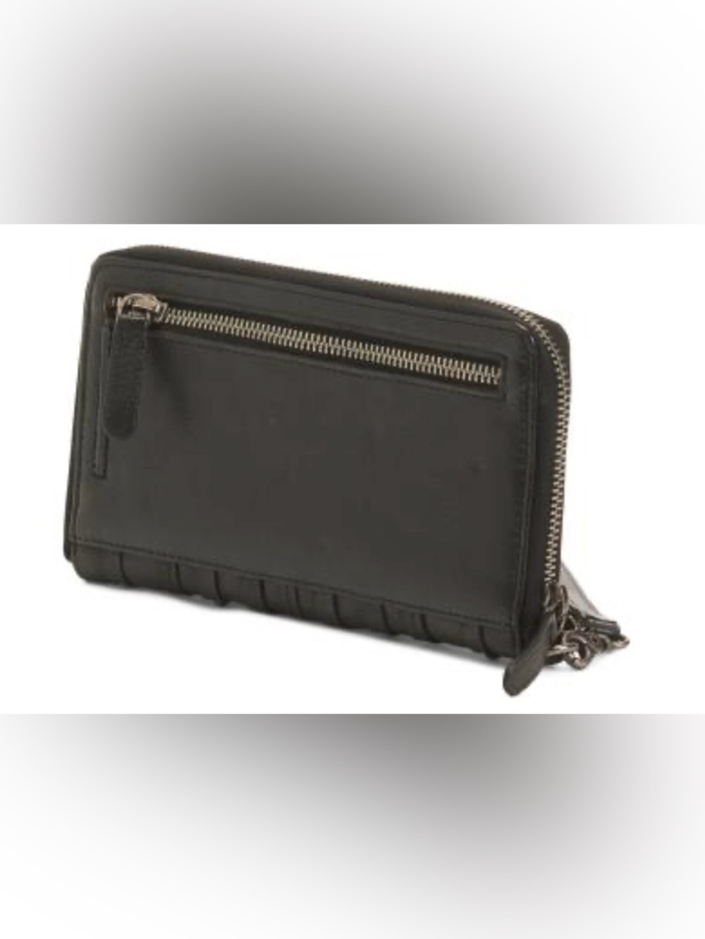 VILENCA HOLLAND Black Italian Leather Studded Zip Around Wristlet Wallet - Picture 2 of 4
